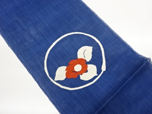 JAPANESE KIMONO / NAGOYA OBI FOR SUMMER / TSUMUGI / WOVEN CAMELLIA